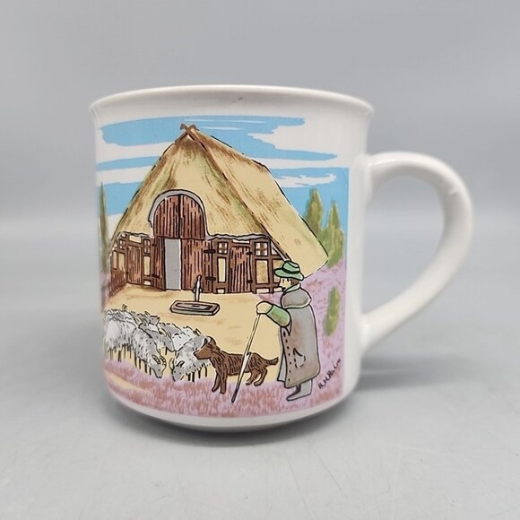 Vintage Scenic Ceramic Mug Luneburger Heide Germany Sheep Shepard Barn Country - Picture 2 of 6